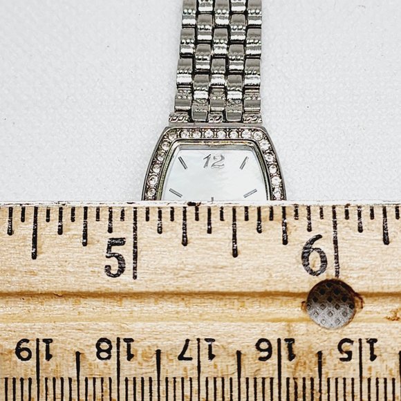 Ladies Japanese Movmt Quartz battery watch w/crystal halo 12hr pearlized face 7" - Picture 3 of 6